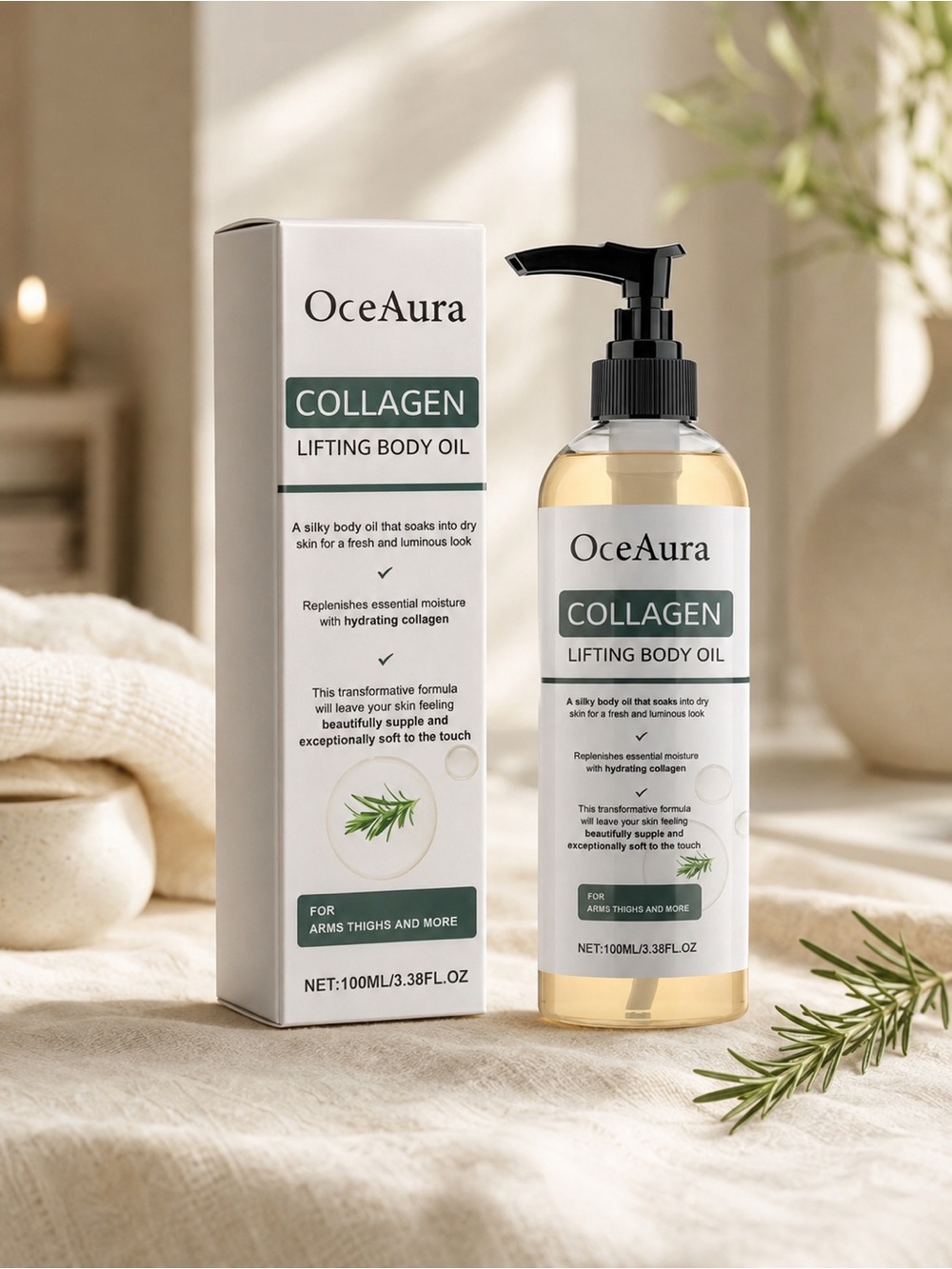 OceAura Collagen Lifting Moisturizing Body Oil 3.38 oz New Sealed